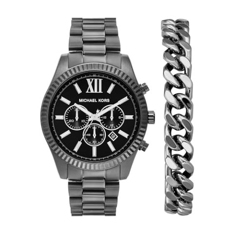 Michael Kors Lexington 男士不锈钢计时腕表 手链套装