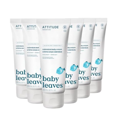 ATTITUDE Baby Body Cream EWG Verified Naturally Derived Vegan Good Night 6.7 Fl Oz (Pack of 6)