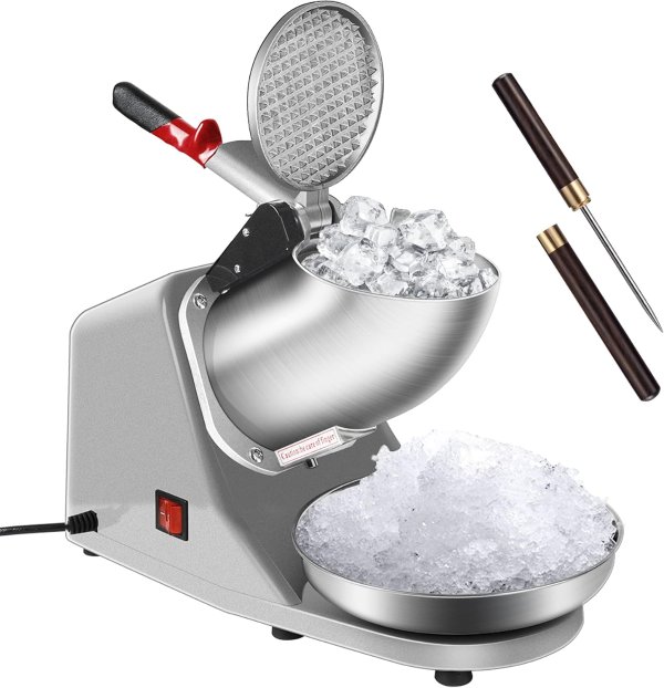 VIVOHOME Electric Ice Shaver 143 lbs/hr Snow Cone Maker with Ice Pick for Home Commercial