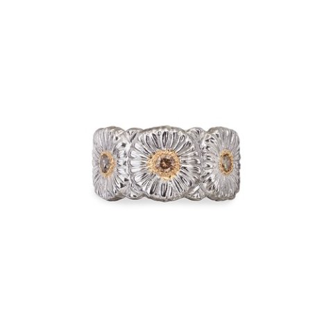 Blossoms Diamonds Daisy Eternelle Silver Yellow Vermeil Fancy Diamonds