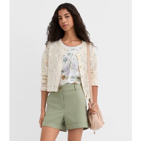 Cuffed Shorts in Doubleweave Fabric