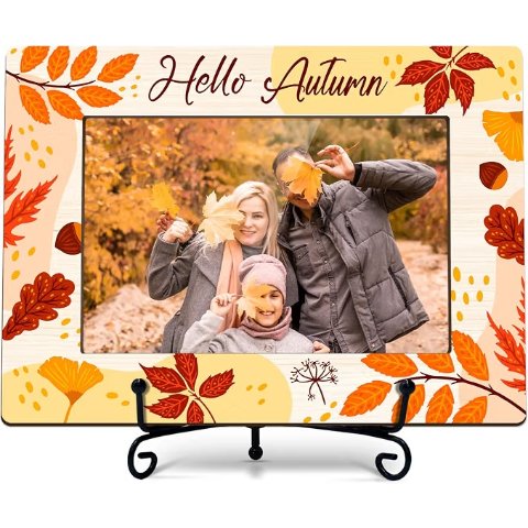 Hello Fall Maple Leaves Theme Picture Frame 4×6 XK09 Home Office Decor