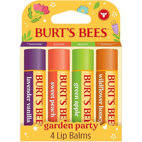 Burt s Bees Garden Party Lip Balm Set with Beeswax, 0.15 oz, 4 Tubes