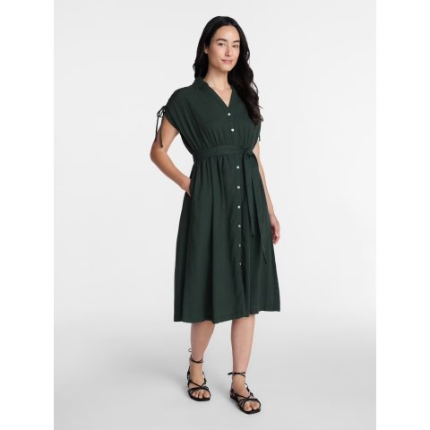 Women s Short Sleeve Linen Midi Shirt Dress XS-XXXL