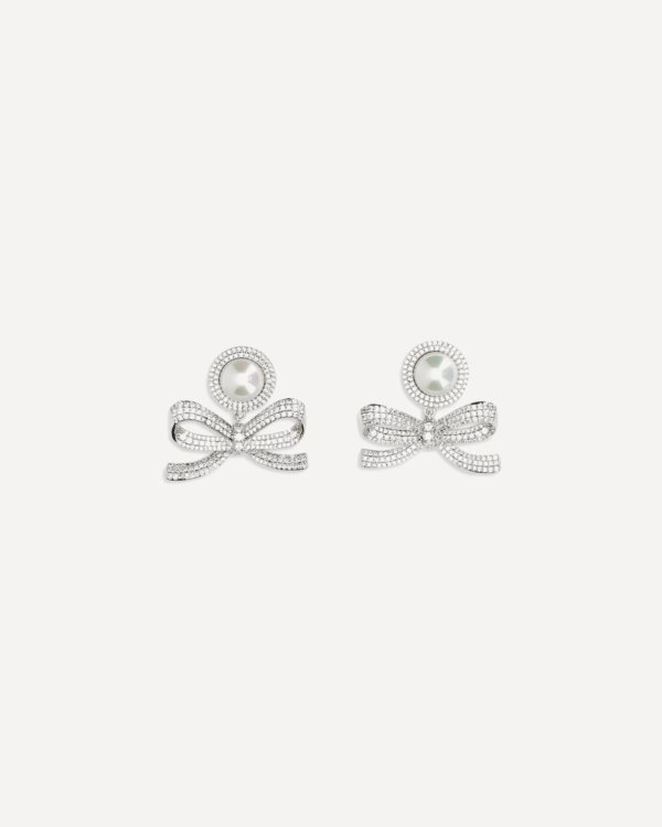 SELF-PORTRAIT Pearl Bow Drop Earrings