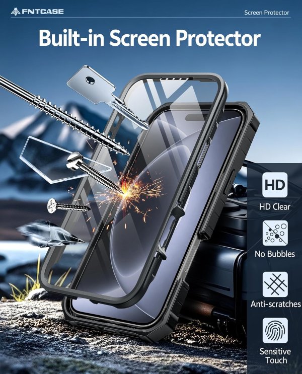 FNTCASE iPhone 18 Pro 保护壳 内置膜 支架