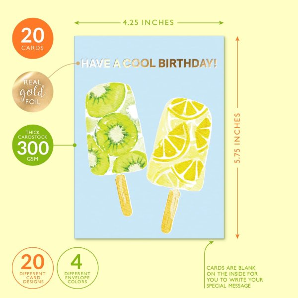 Sweetzer & Orange Sweetzer & Orange Happy Birthday Card Assortment Box Set of 20 with Envelopes