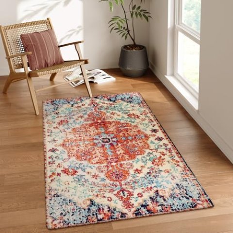 Lahome Bohemian 花卉地毯 3x5 防滑可水洗