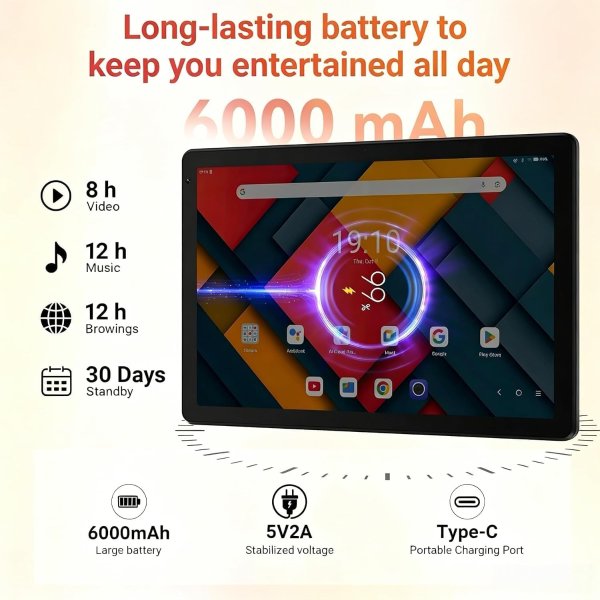 URAO 10.1英寸 Android 16 八核平板 36GB+128GB 双摄