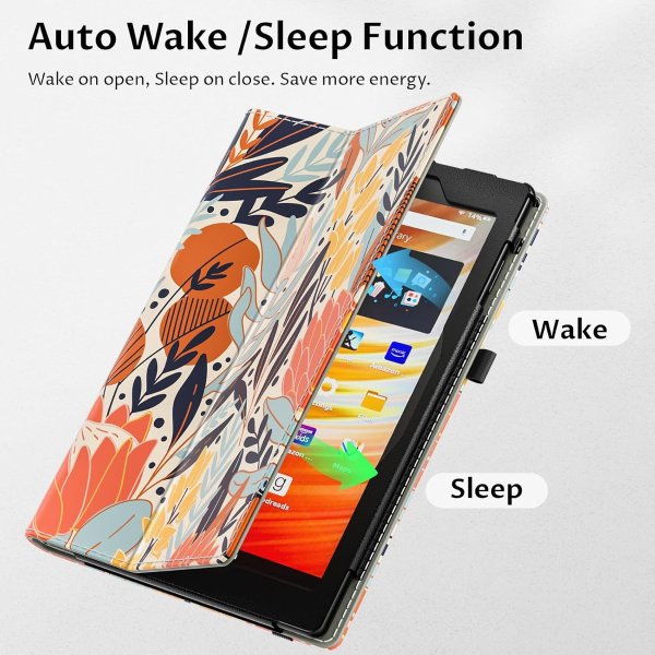 VORI Case for Kindle Fire HD 10 13th/11th Gen with Hand Strap and Auto Wake/Sleep