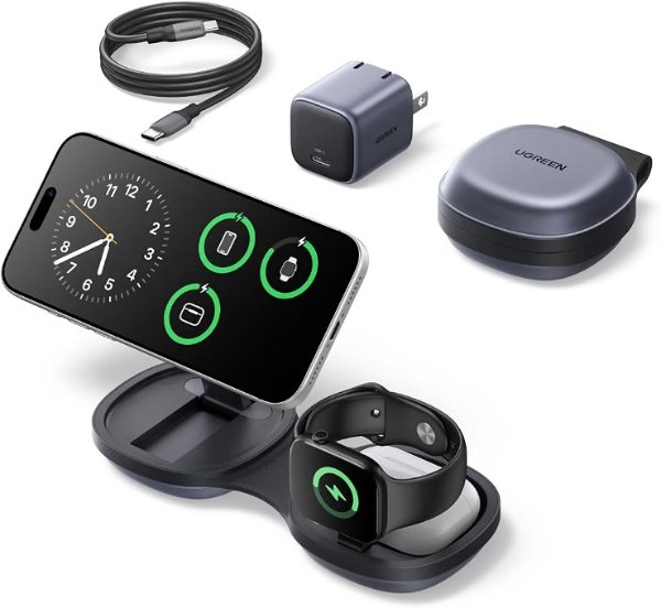UGREEN 25W 3-in-1 Portable Wireless Charger