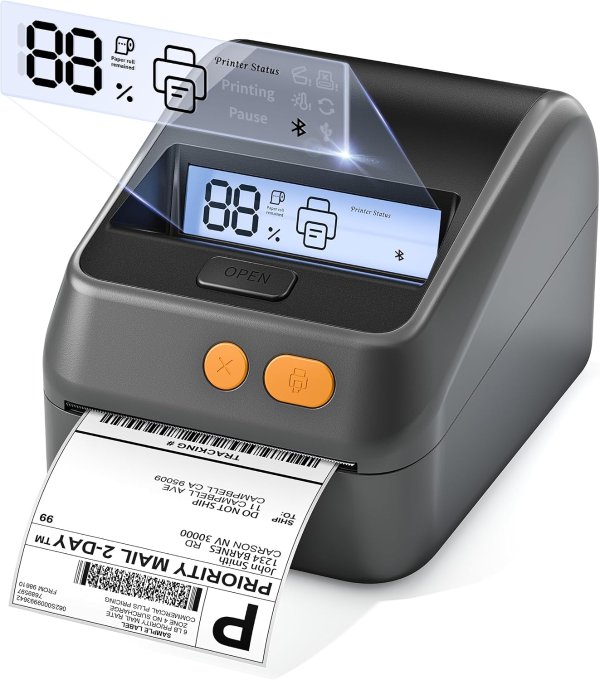 Phomemo D421R Shipping Label Printer with Display and Built-in Label Bin