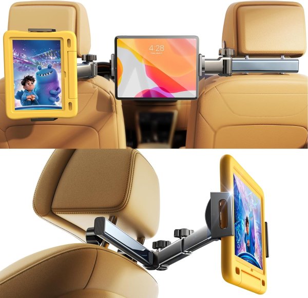 Lisen iPad Holder for Car 4-in-1 Adjustable Arm Back Seat Tablet Mount