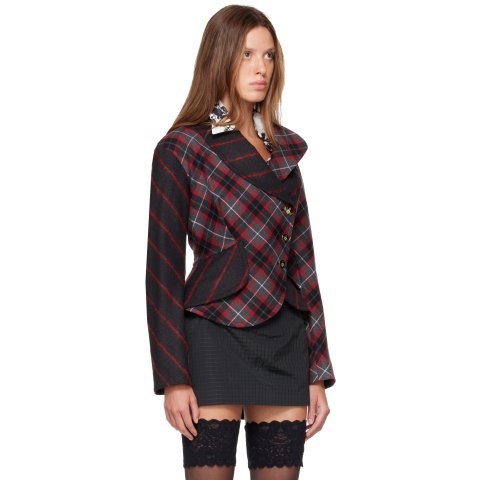 Stormy Wool Blend Check Panel Jacket