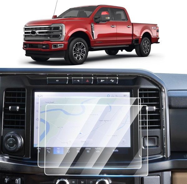 Canvcle 2PCS 12 Inch Tempered Glass Screen Protector for 2023-2026 Ford Super Duty F250 F350 F450 Navigation