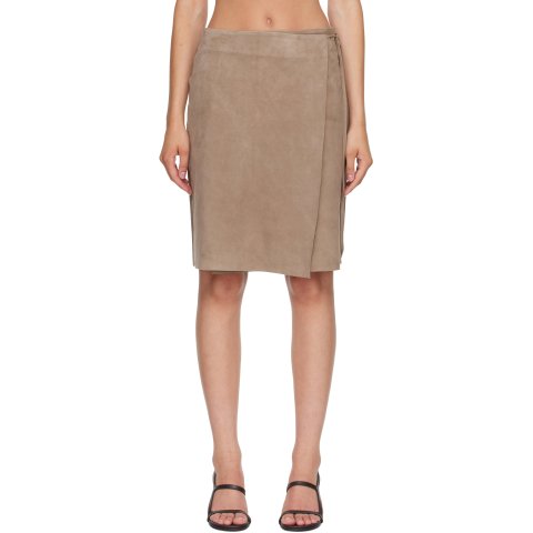 Suede Everyday Wrap Midi Skirt