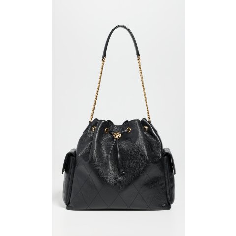 Tory Burch Charlie Quilted Large Drawstring Shoulder Bag